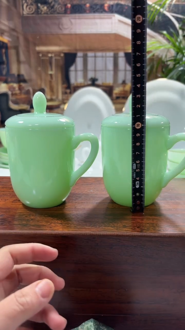 【闪购商品】...带盖子办公茶杯2个玉瓷