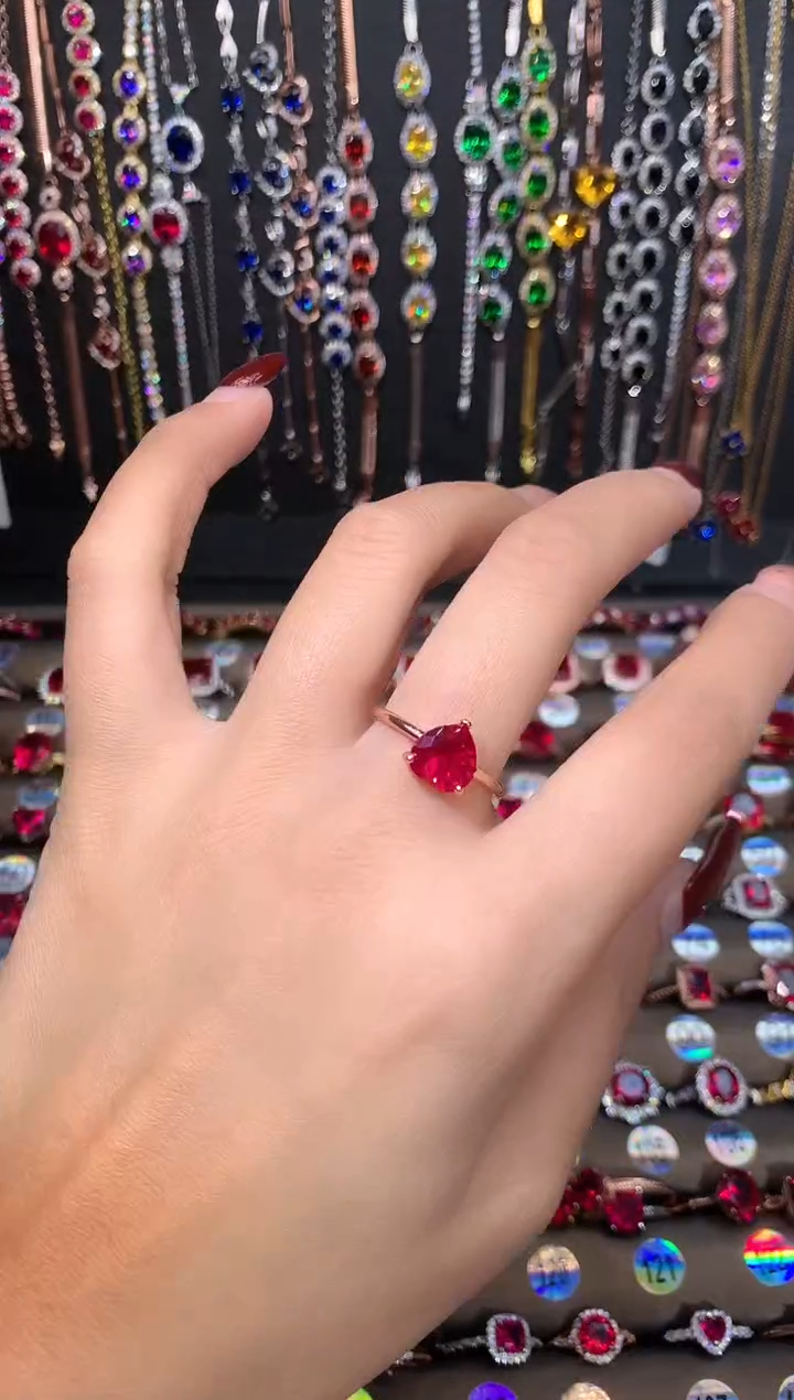 【闪购商品】红宝石戒指银S925镶嵌玫瑰金