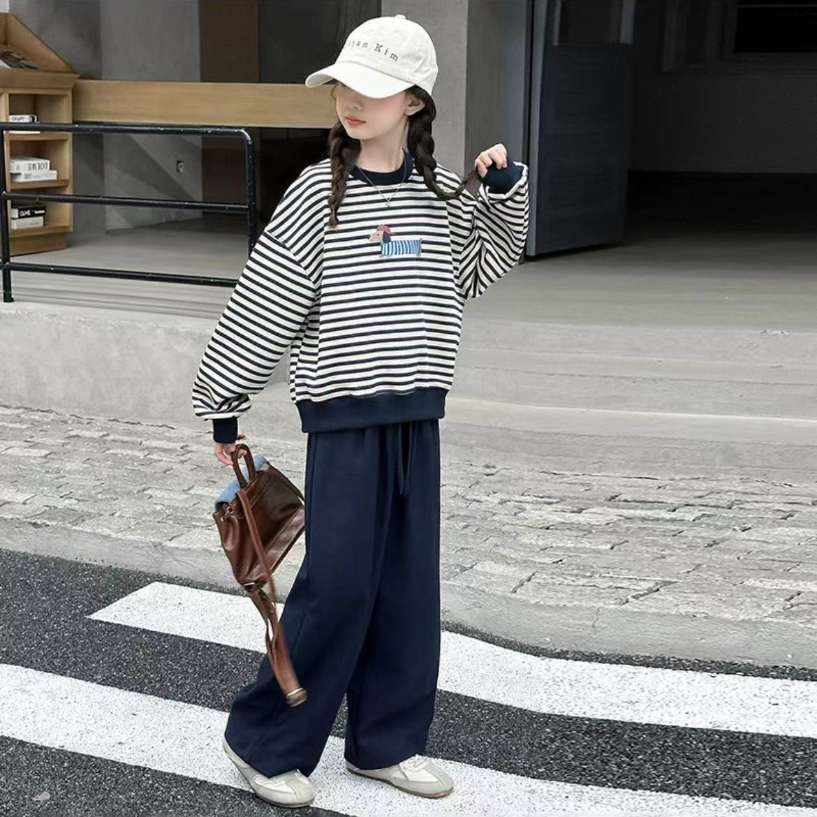 姐弟款条纹卫衣9268