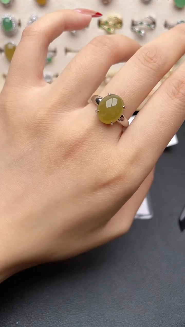 【闪购商品】翡翠戒指银S925镶嵌一物一证一礼盒