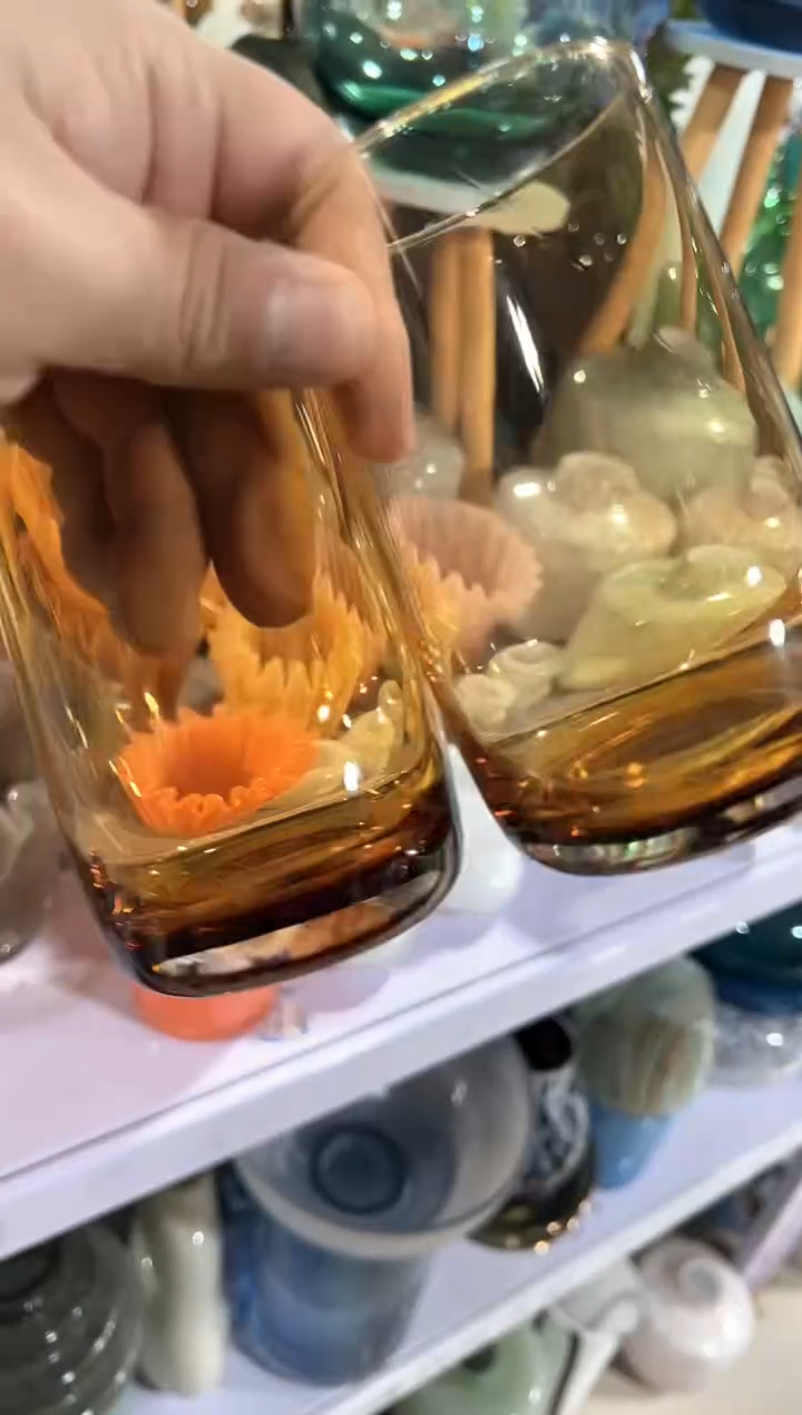 【闪购商品】无铅玻璃琥珀色花瓶2个