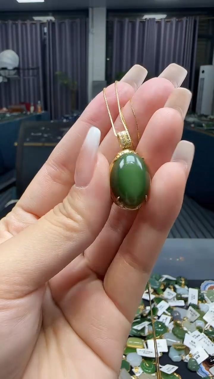 和田玉银S925镶嵌挂件1