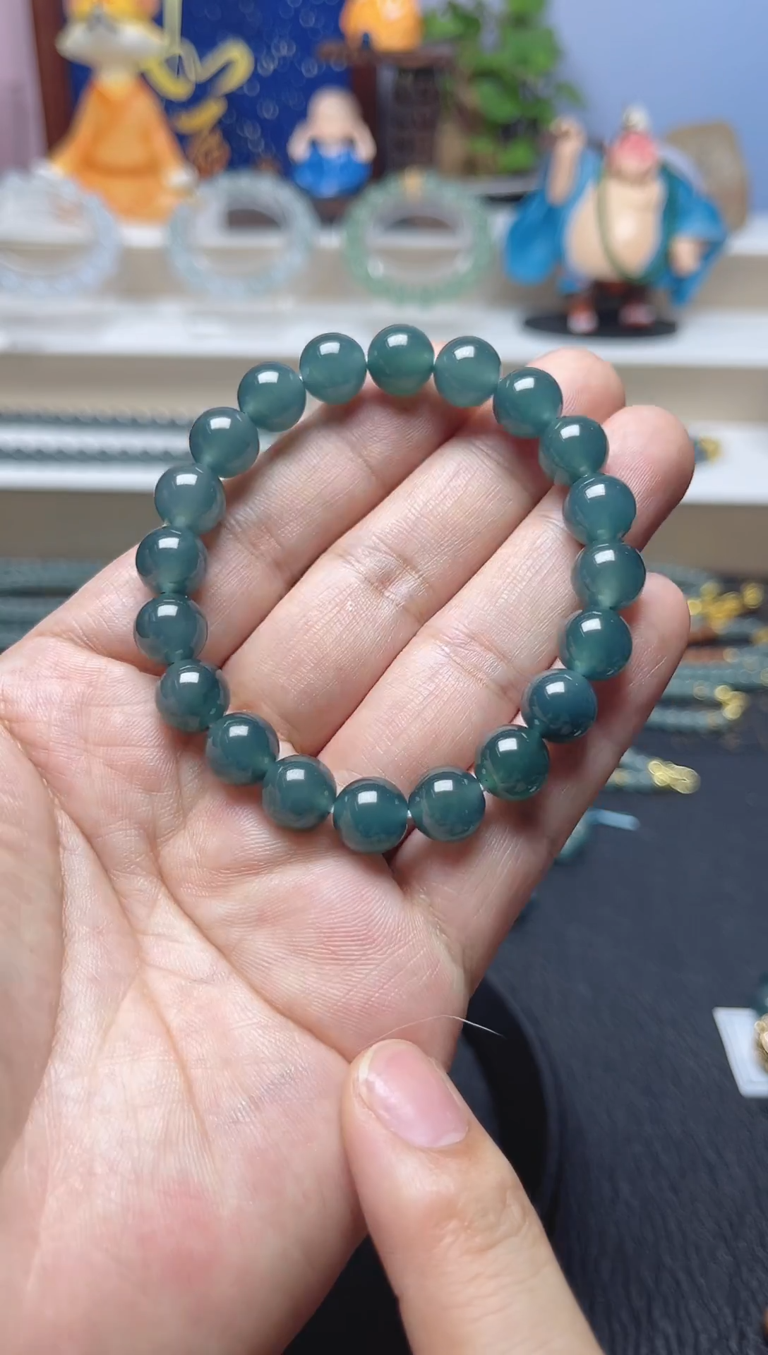 未镶嵌手串翡翠天然危地马拉翡翠A货手串卡10左右