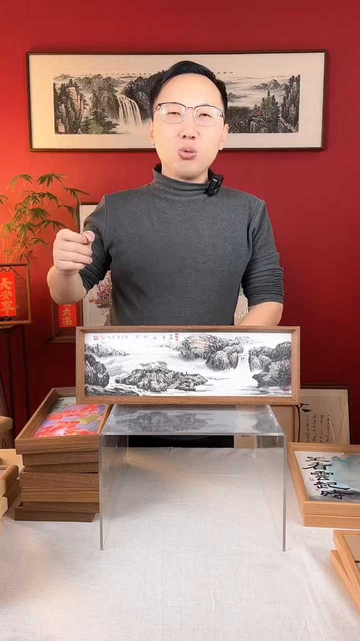 【闪购商品】国画置身山水间15*42厘米纯手绘国画摆台