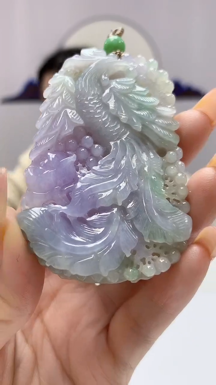 【闪购商品】定制翡翠未镶嵌0405DD-毛货挂件凤凰117