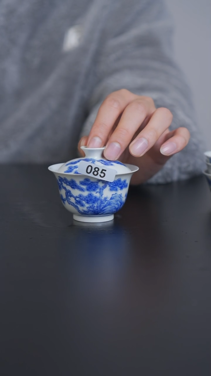 盖碗瓷青花松石盖碗70ml