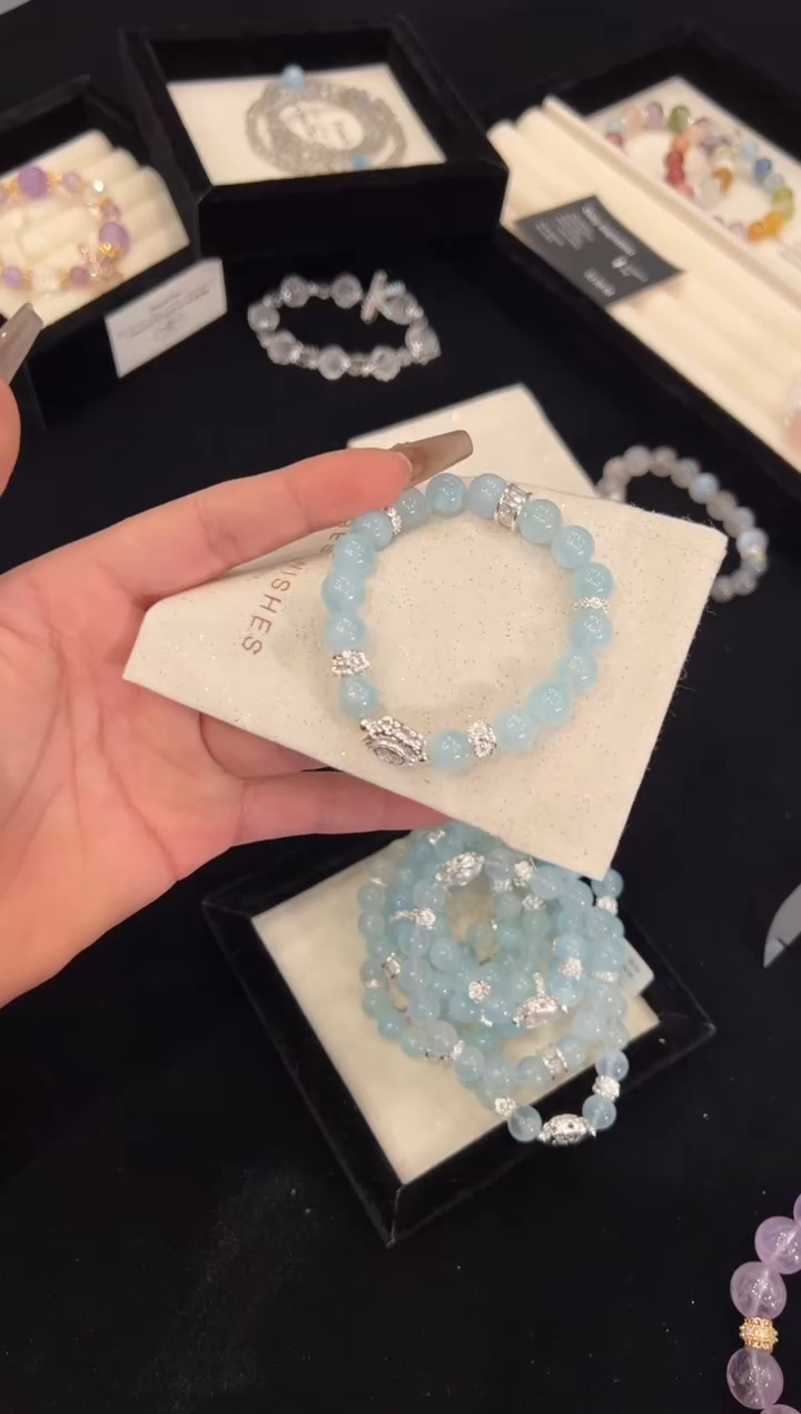 【闪购商品】水晶手链合金海蓝宝手链x1411