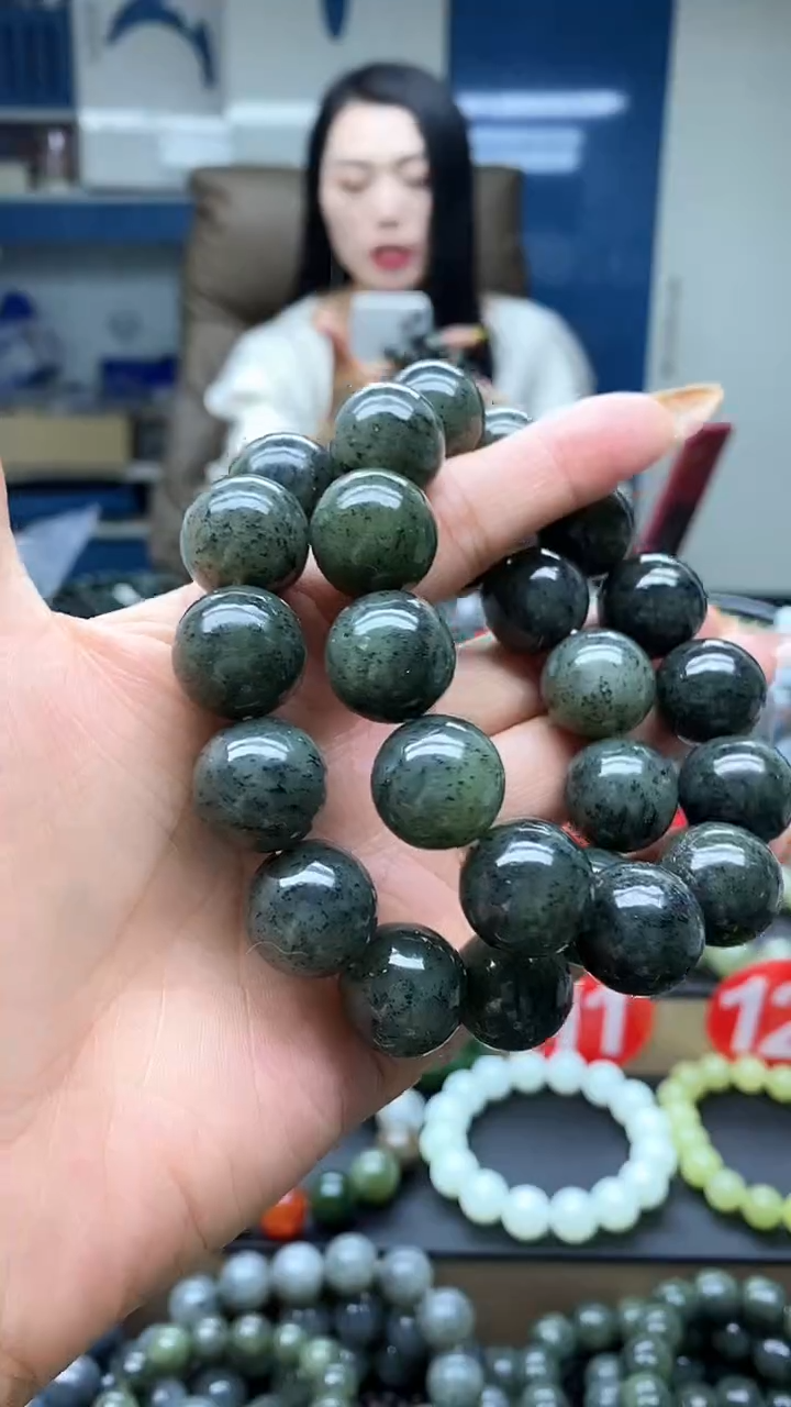 未镶嵌手串和田玉点墨青花18多样性发货拍一发一