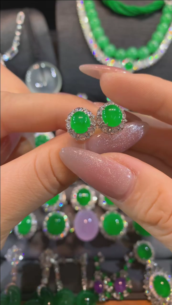 【闪购商品】翡翠耳饰18K金镶嵌耳饰