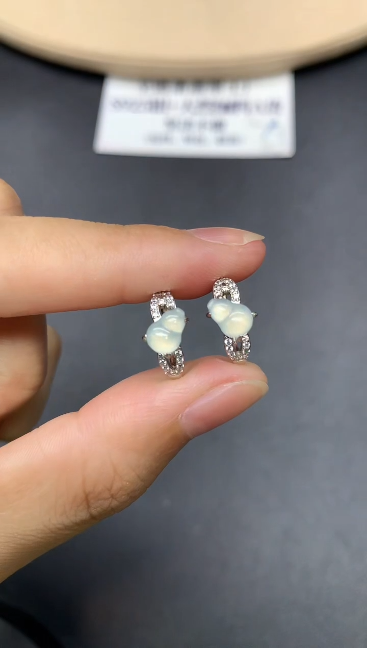 翡翠银S925镶嵌耳饰葫芦【多样性发其一】
