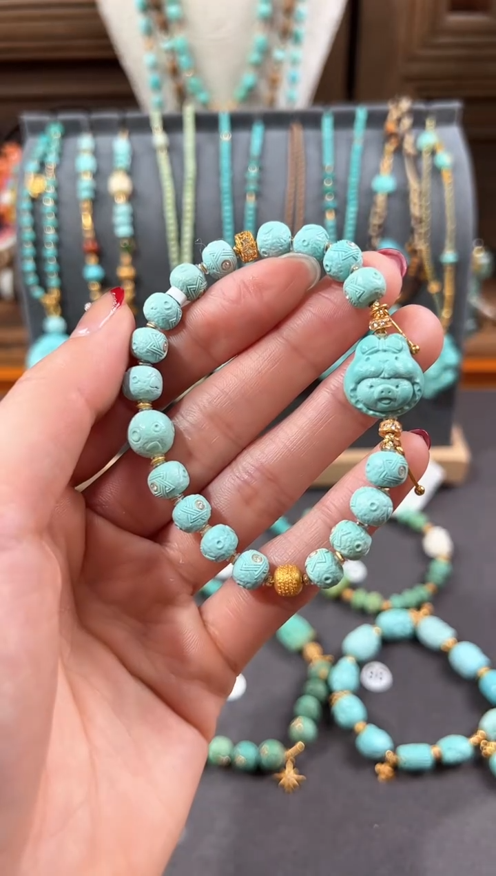 【闪购商品】绿松石手链18K金镶嵌绿松石手链