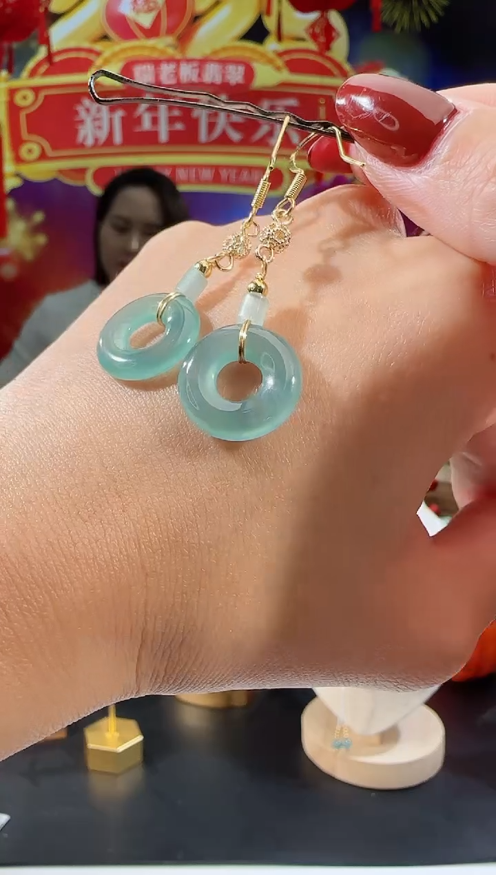 【闪购商品】翡翠耳饰合金甜甜圈耳饰多样性发一