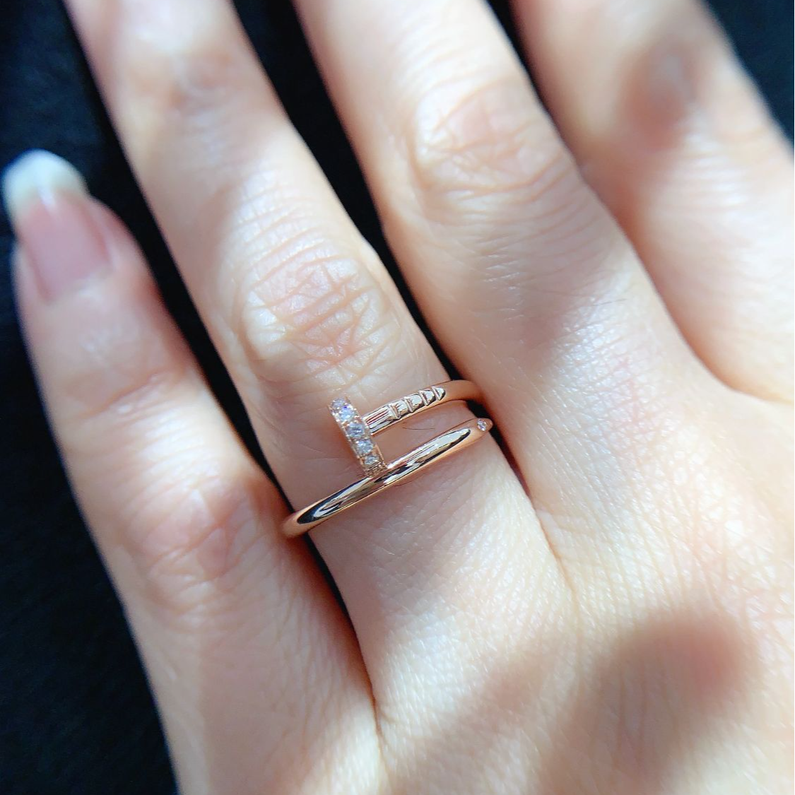 18K金钻石头尾窄版钉子戒指 CZ (定制品质48小时鉴赏期)