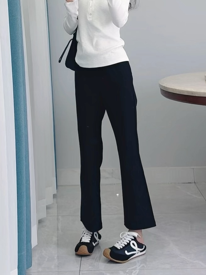 HX 罗马布微喇九分小黑裤弹力显瘦秋季时尚休闲百搭