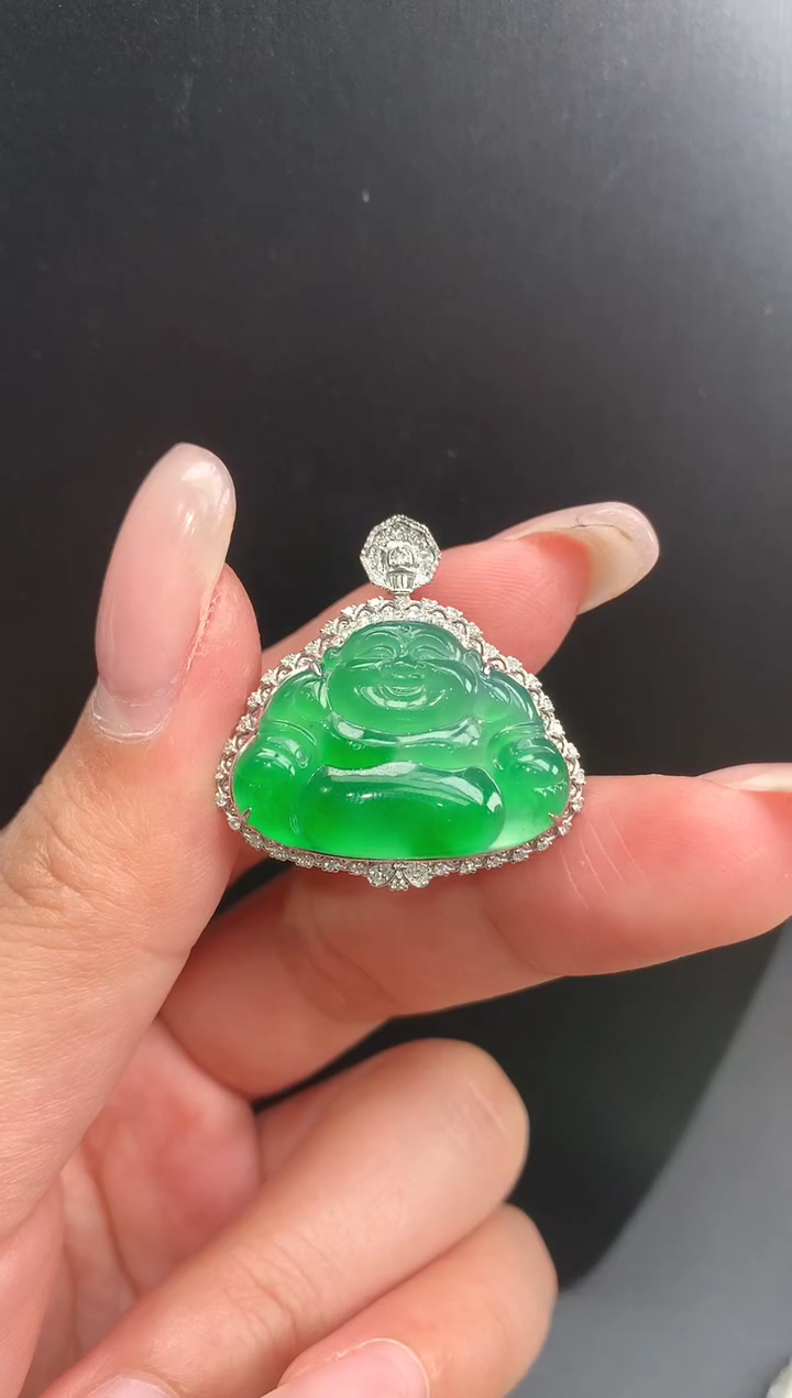 【闪购商品】翡翠颈饰18K金镶嵌佛公1540