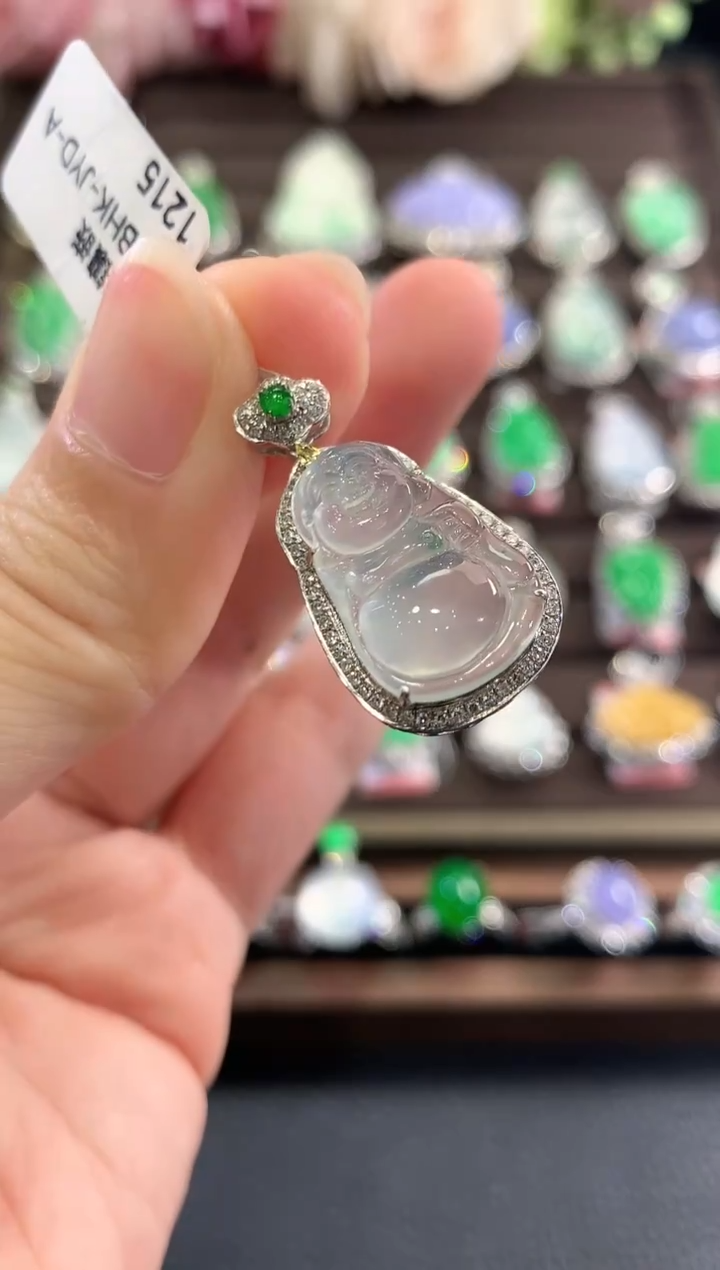 吊坠(不含链)18K金镶嵌翡翠d16   