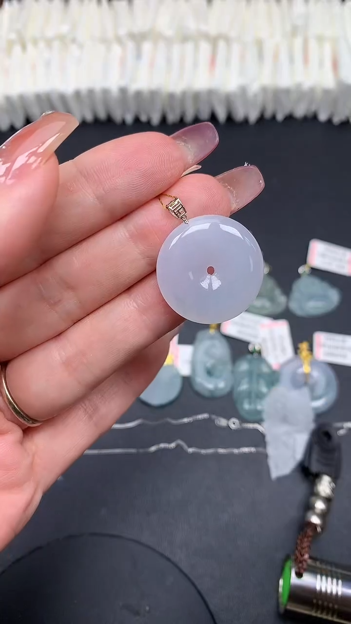 翡翠18K金镶嵌吊坠(不含链)MS190794