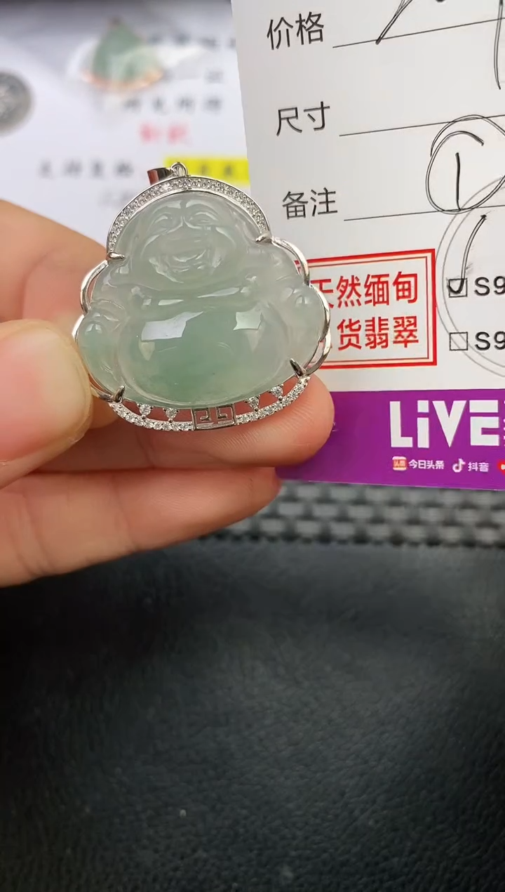 颈饰银S925镶嵌翡翠月*挂件