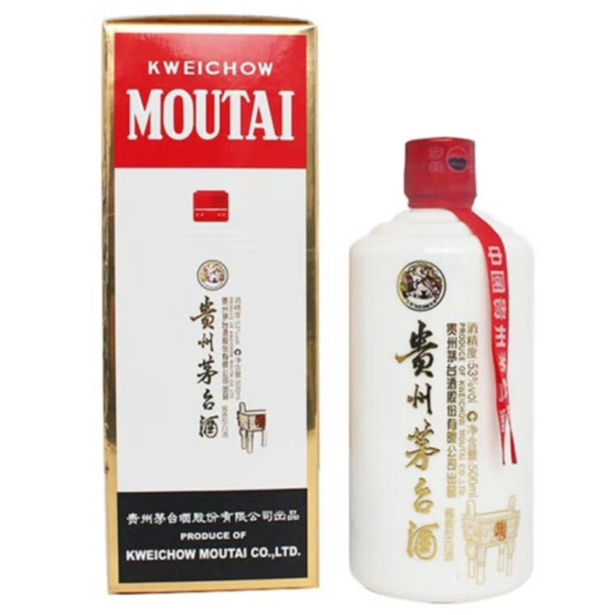 KWEICHOW MOUTAI/贵州茅台500ml53度酱香型白酒豫鼎中原53度