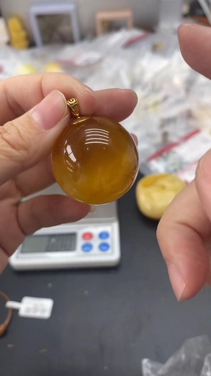 琥珀18K金镶嵌珠宝奇石591