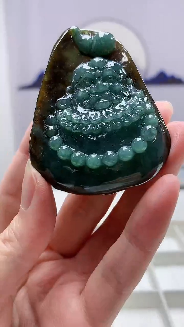 【闪购商品】定制翡翠未镶嵌5028zm-毛货挂件182达摩