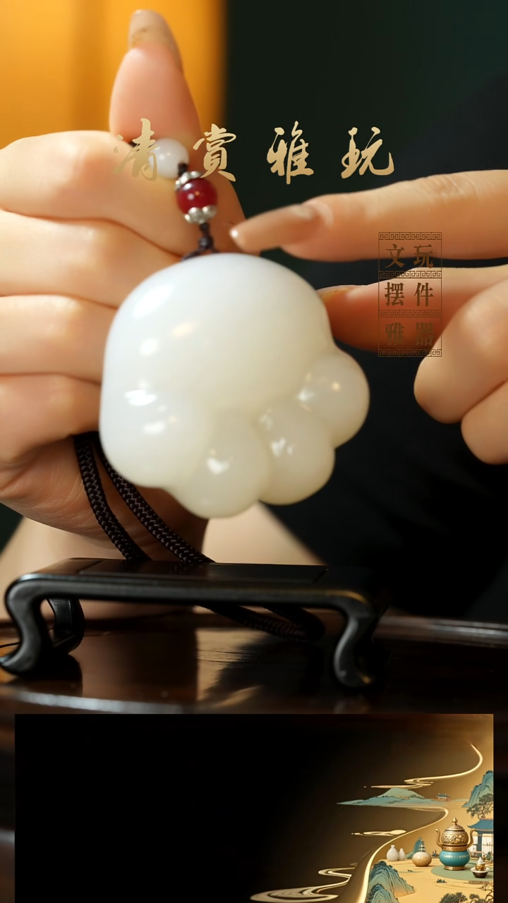 玉《小猫爪》手把件摆件