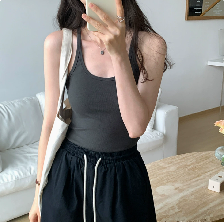 【浪漫】性感黑色修身背心套装纯欲风露背迷人唯美吊带内搭诱惑A3