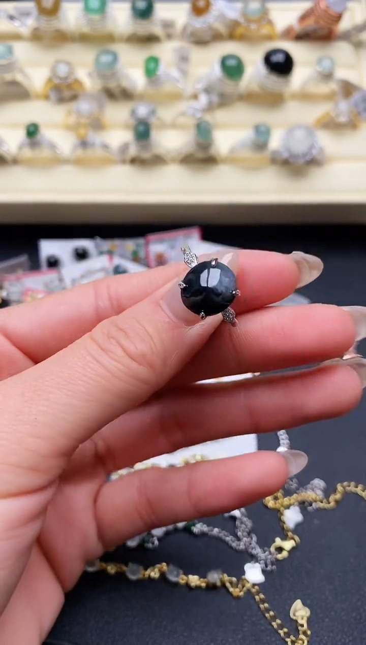 【闪购商品】翡翠戒指银S925镶嵌缅甸翡翠2 8+
