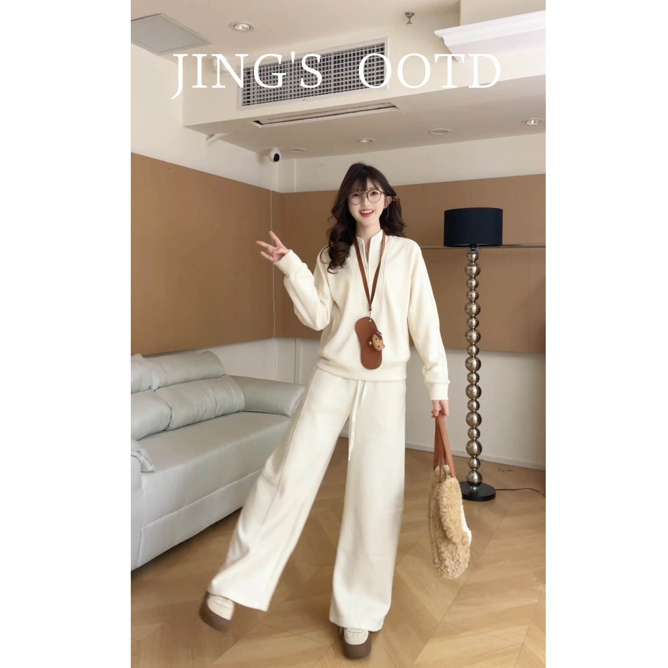 高级感半拉链秋冬新款卫衣裤子两件套显瘦休闲套装156