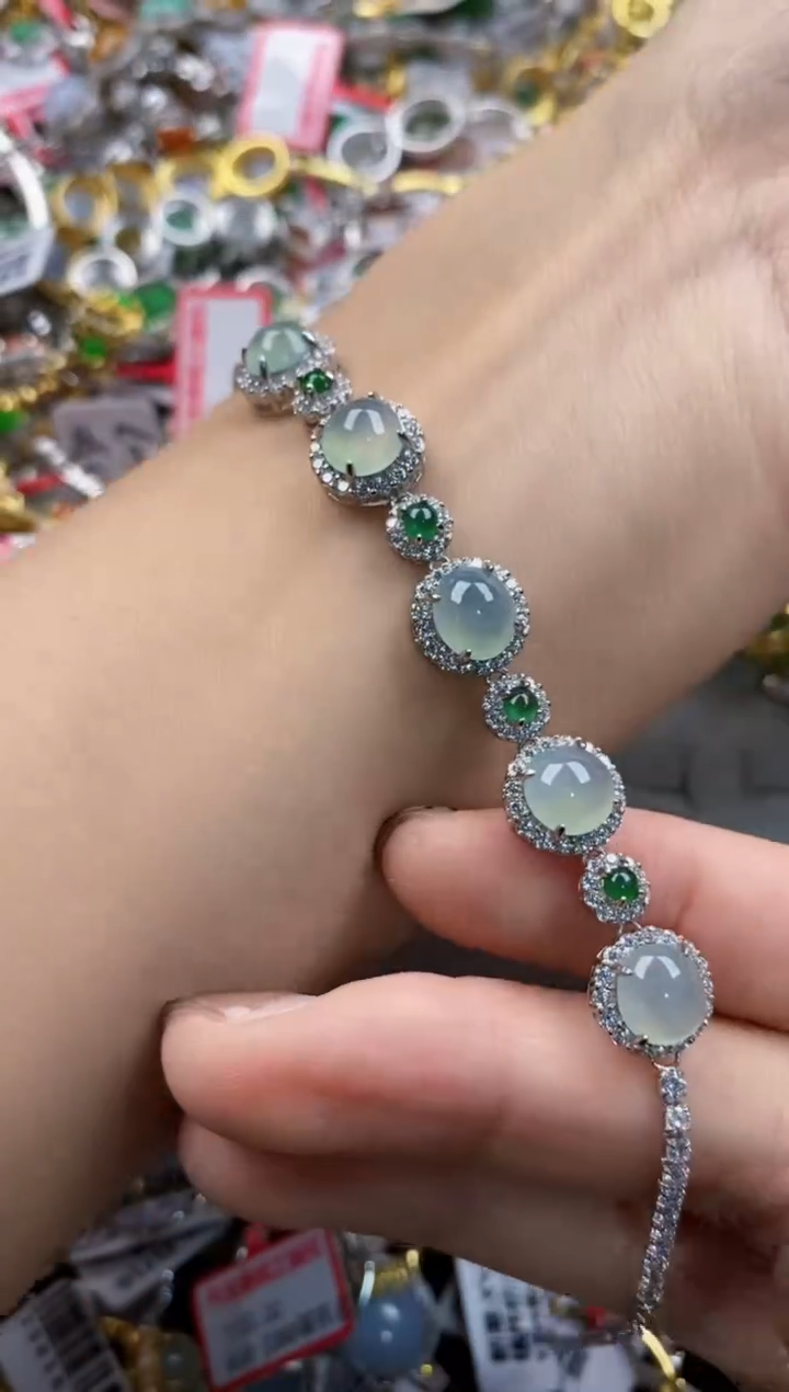 翡翠戒指银S925镶嵌444-----8