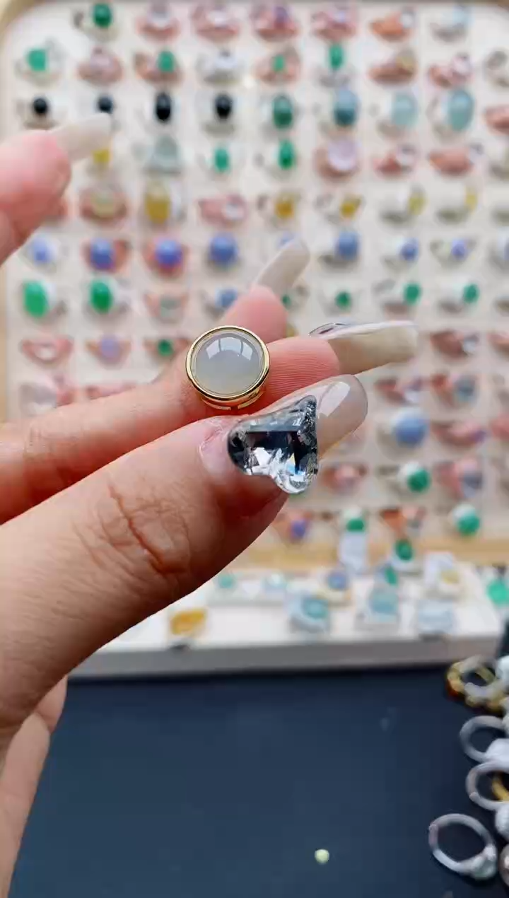 【闪购商品】翡翠戒指未镶嵌缅甸天然A货翡翠444  6+1