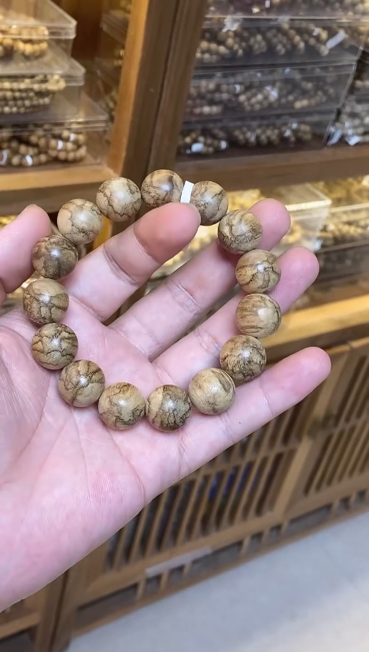 沉香手串达拉干圆珠单圈虎斑1.5多样性发其一
