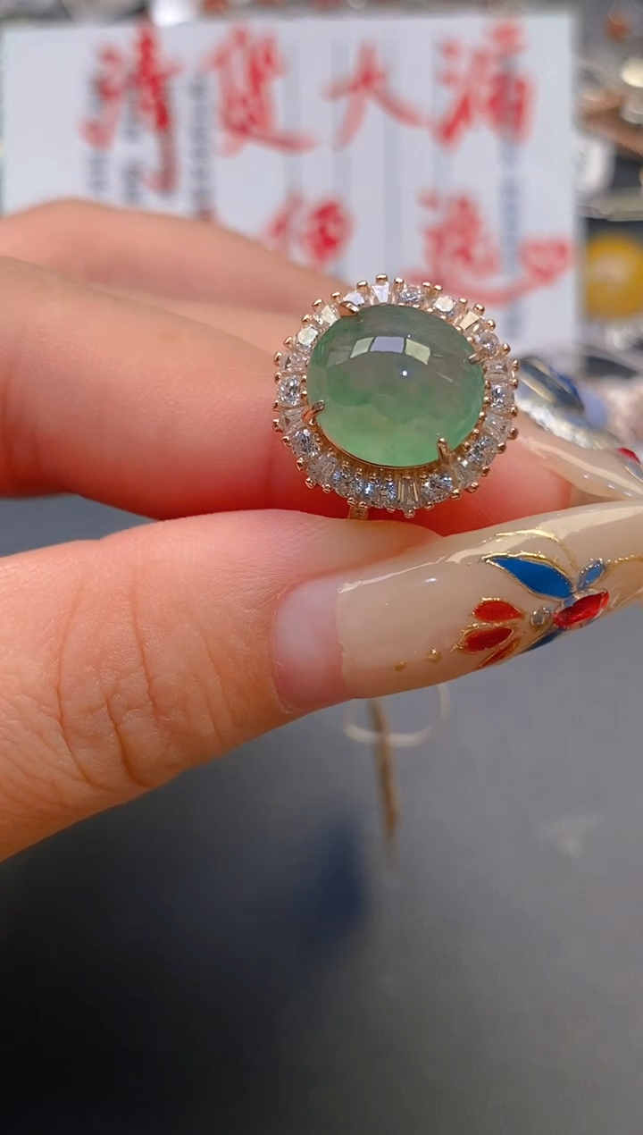 【闪购商品】翡翠耳饰银S925镶嵌天然A货翡翠1