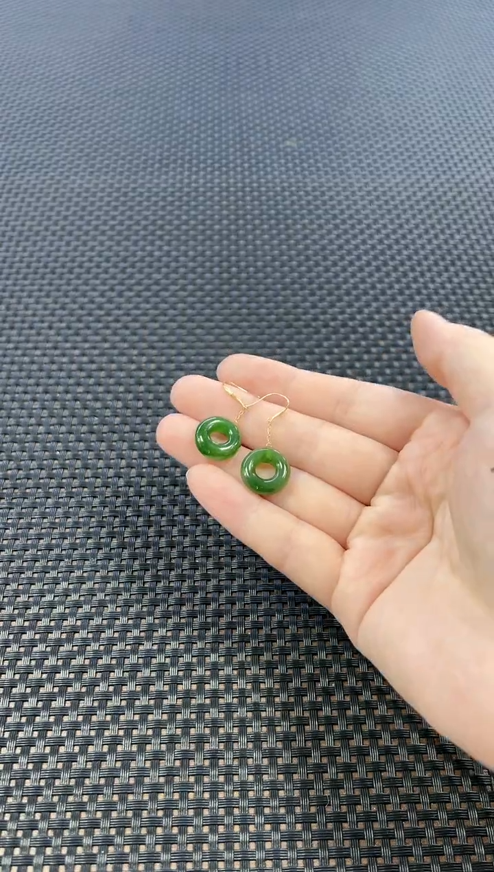 18K金镶嵌和田玉耳饰（多样性发一件）2