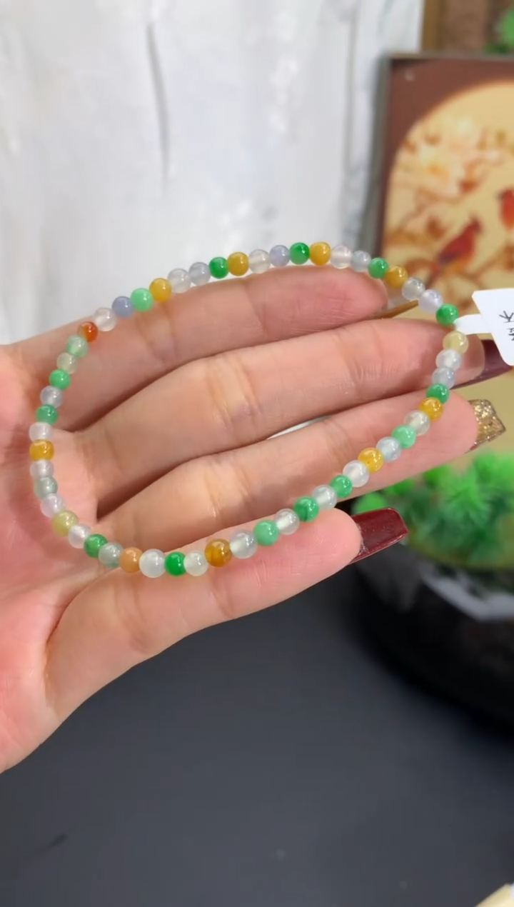 未镶嵌手串翡翠卡3.4-3.8mm