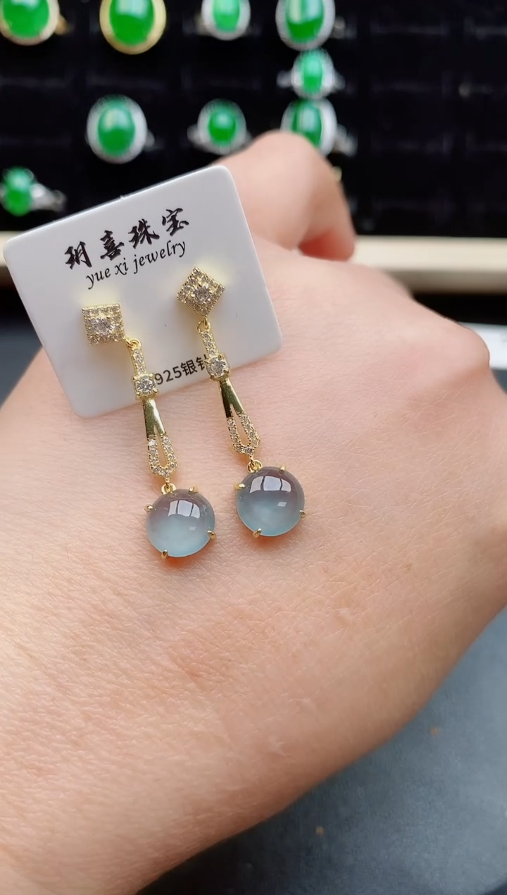 【闪购商品】翡翠耳饰银S925镶嵌0580805