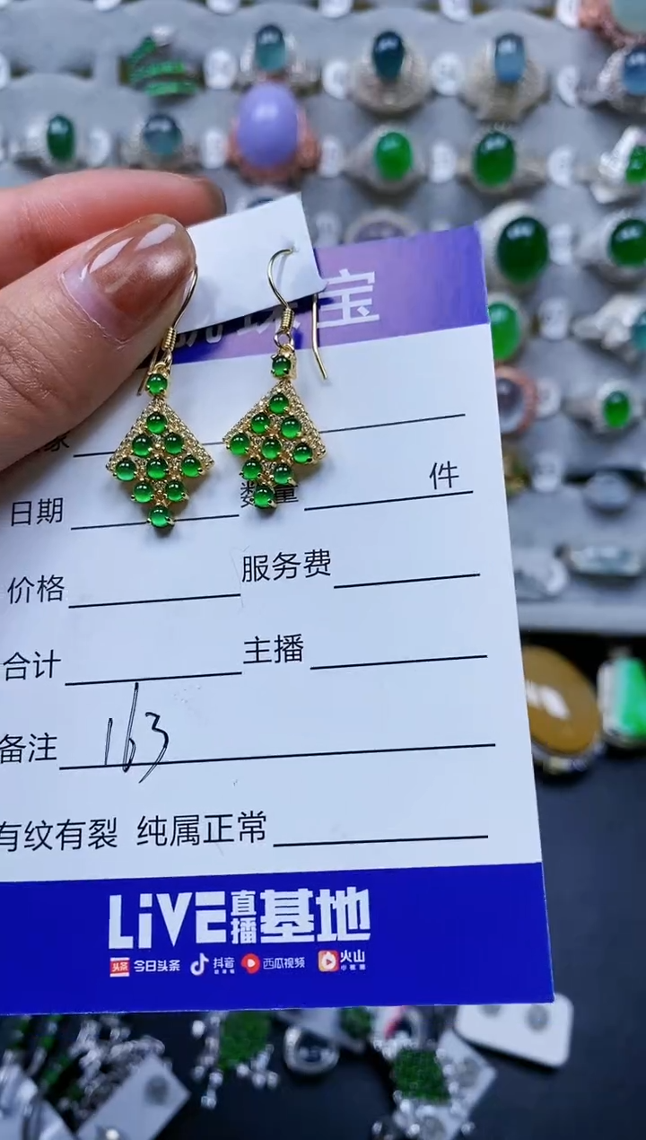 【闪购商品】翡翠耳饰银S925镶嵌0163