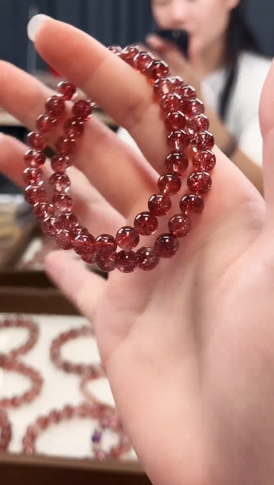 未镶嵌手串水晶金草莓超七单圈手串6mm【多样性发一】