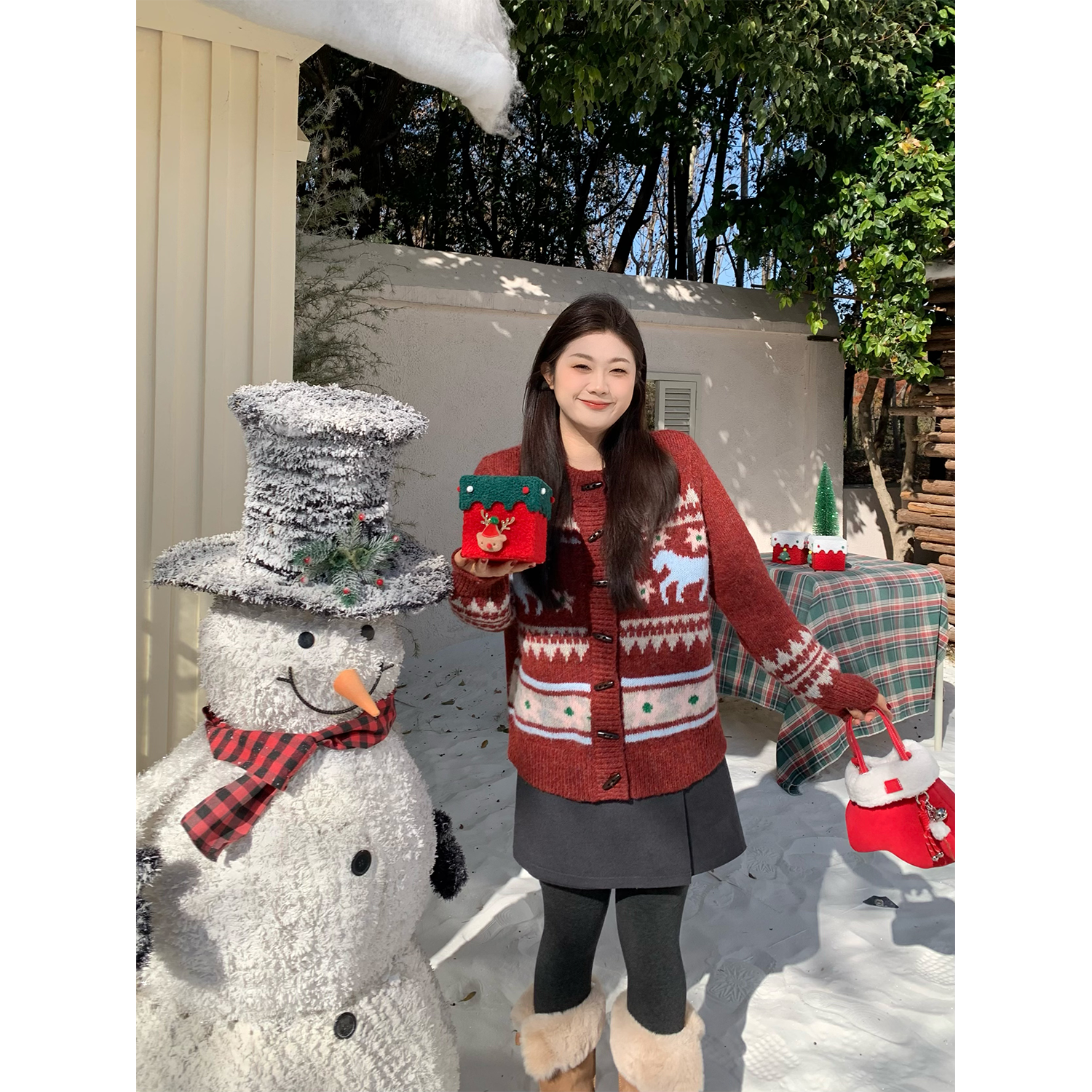 裂渡宣宣【小马玩家】费尔岛小马提花毛衣女冬显瘦毛织衫ZY512A33