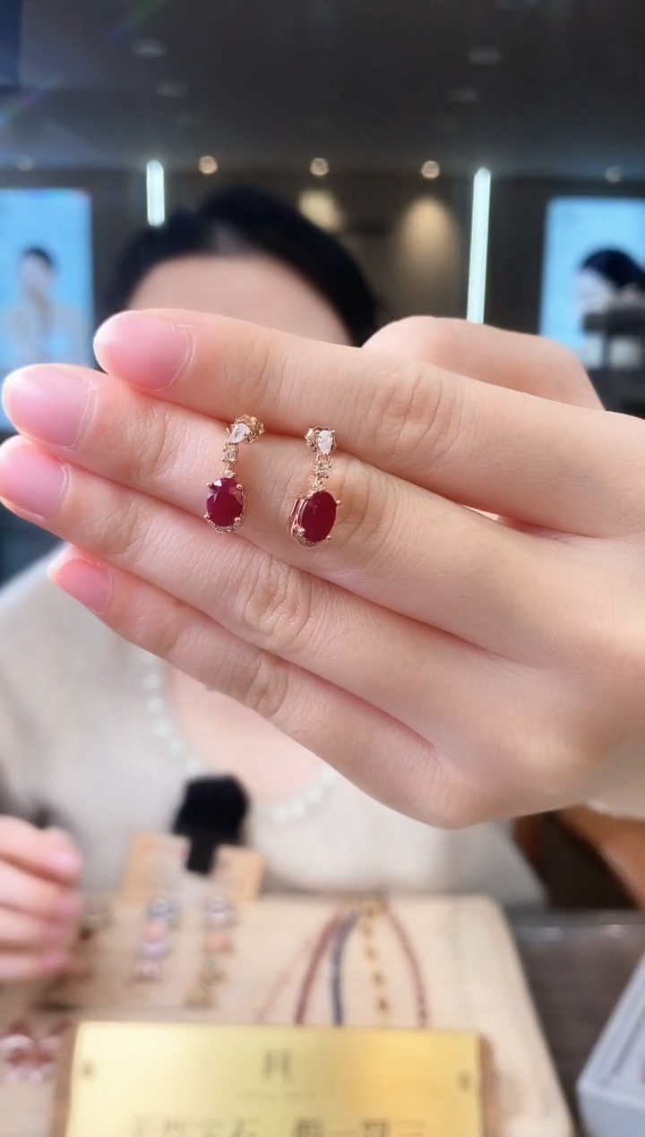 【闪购商品】红宝石耳饰银S925镶嵌09
