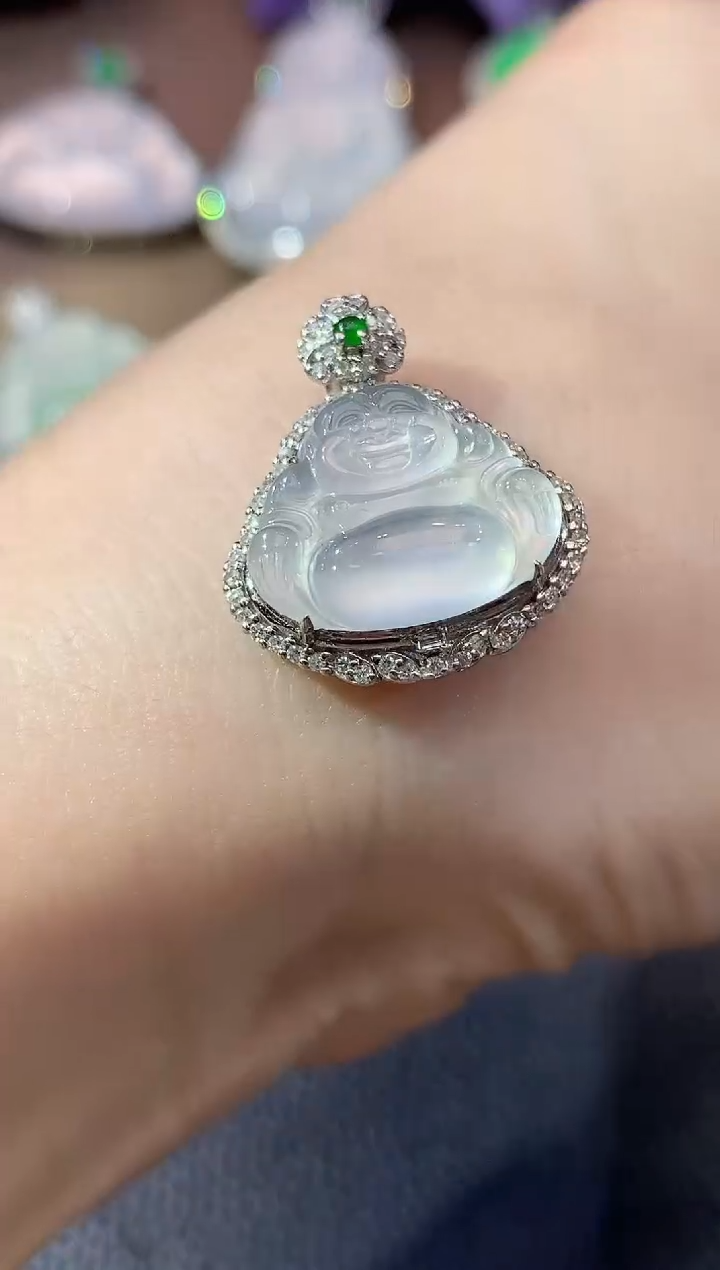 吊坠(不含链)18K金镶嵌翡翠C2