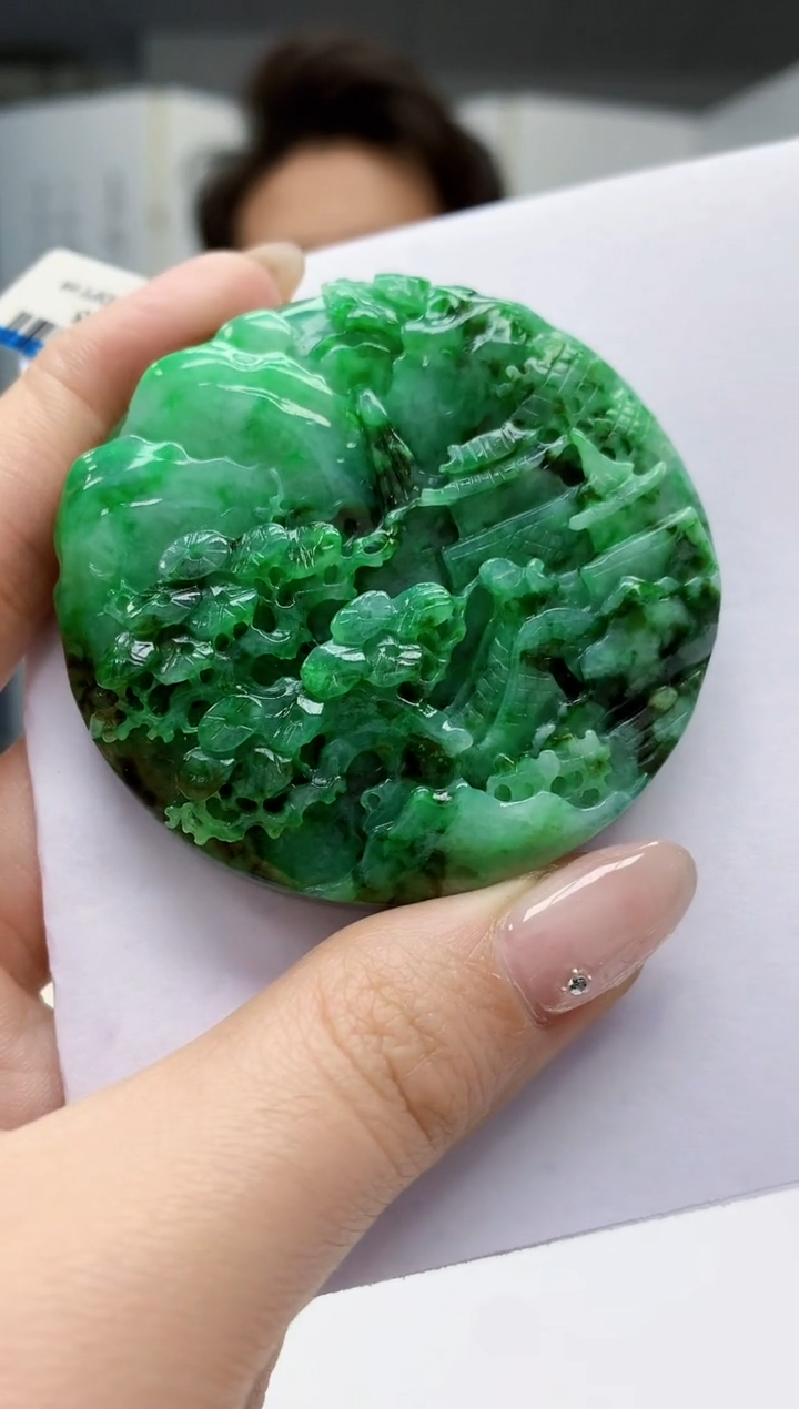 【闪购商品】定制翡翠未镶嵌1502jw-毛货挂件山水70