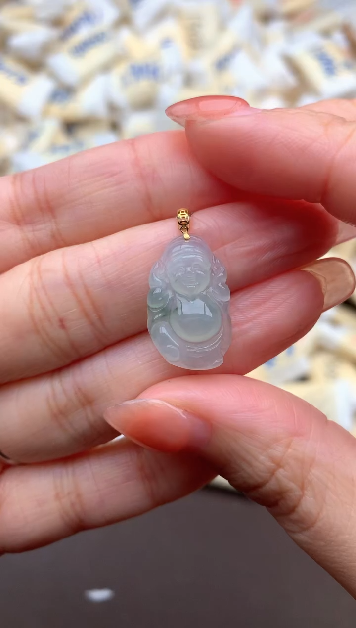 【闪购商品】翡翠挂件18K金镶嵌  一