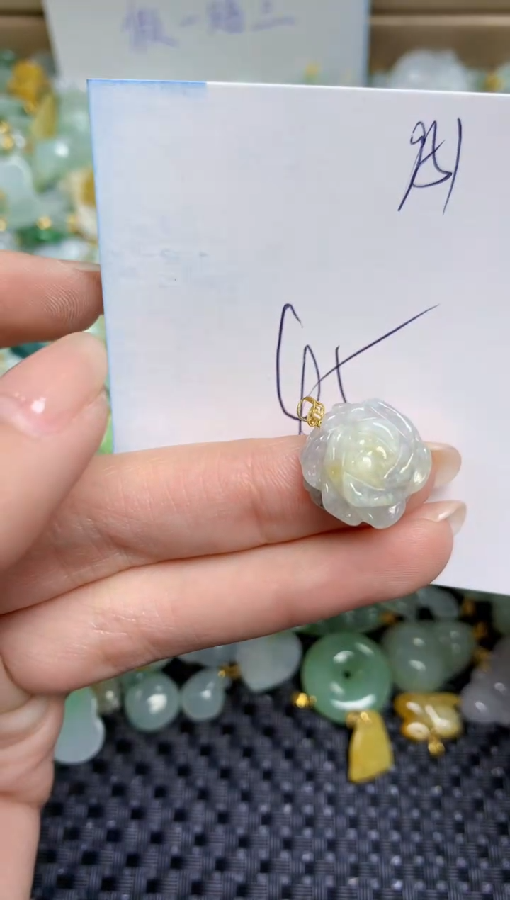 【闪购商品】翡翠颈饰18K金镶嵌天然缅甸A货翡翠