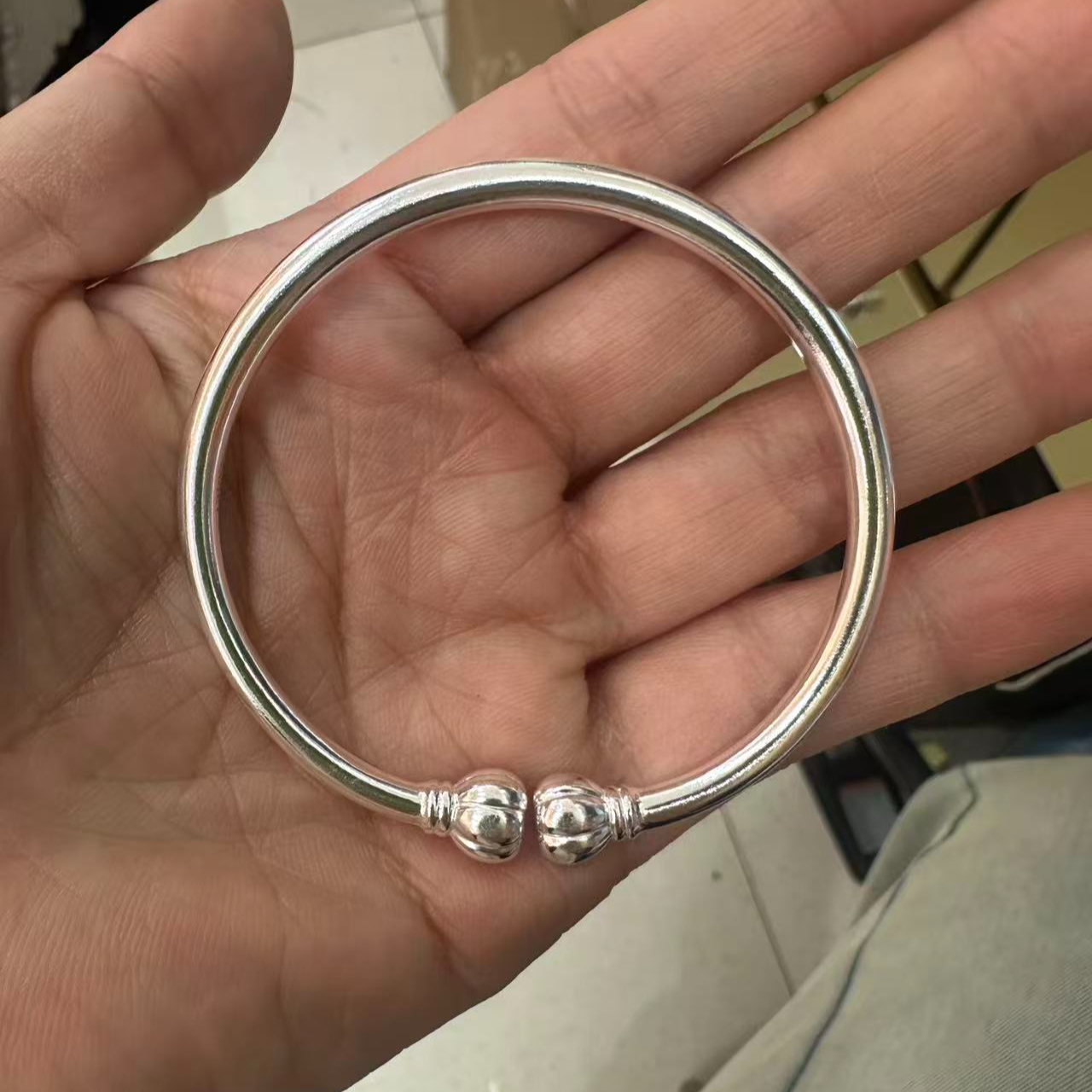 足银手镯 足银手镯 南瓜头手镯 送人自留 经典百搭