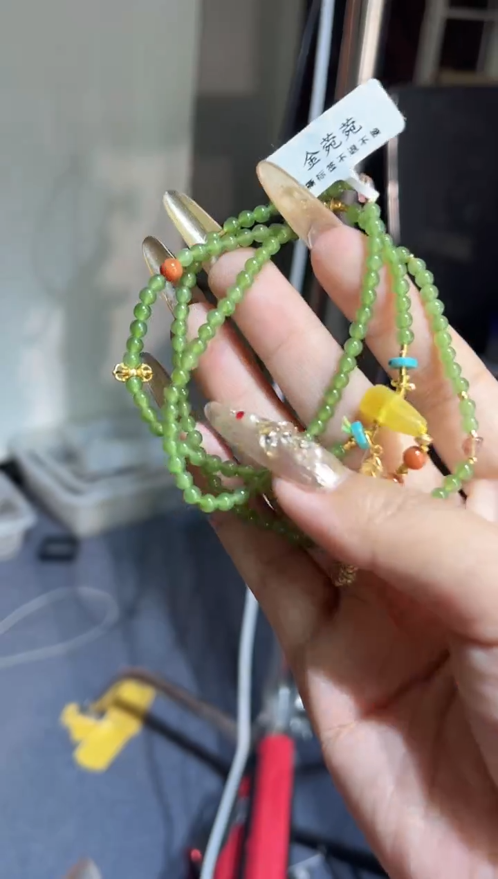 银S925镶嵌手链和田玉多样性发其一孤品默认微瑕