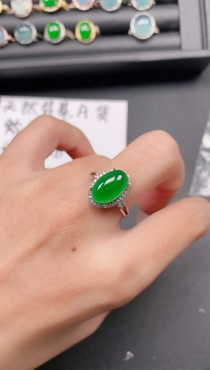 翡翠戒指银S925镶嵌111