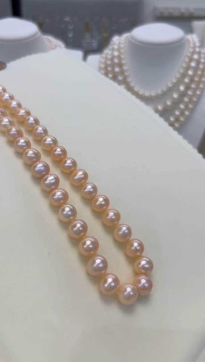 【闪购商品】淡水珍珠颈饰银S925镶嵌8.5-9.5mm无核彩珠项链