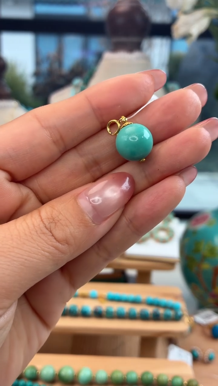 18K金镶嵌绿松石吊坠(不含链)1