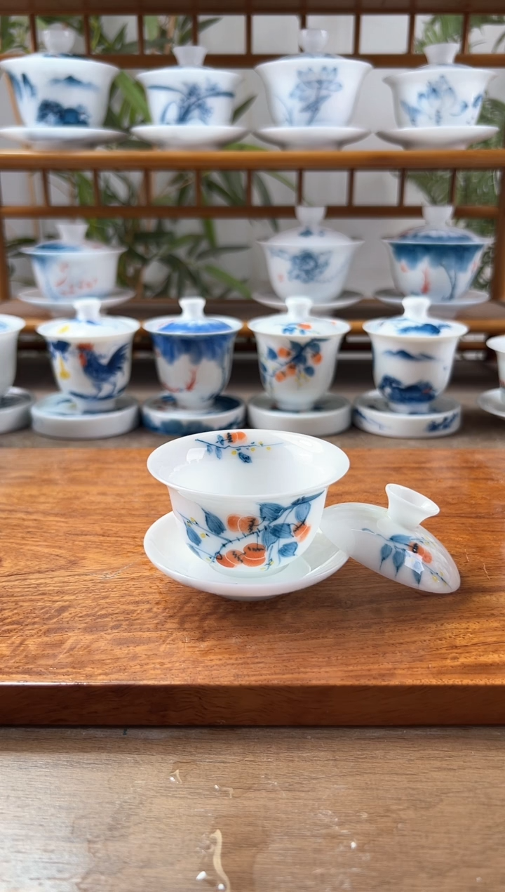 微瑕高冰柿子80ml三才盖碗